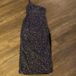 Scala one shoulder beaded gown size L